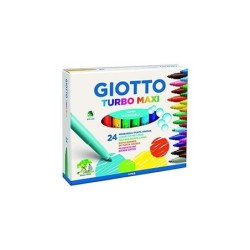 Giotto Turbo Maxi Pack de 24 Rotuladores - Punta Gruesa 5mm - Tinta al Agua - Lavable - Colores Surtidos