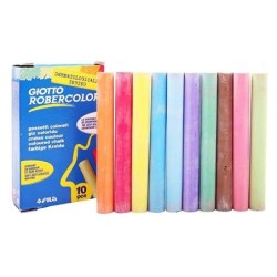 Giotto Robercolor Pack de 10 Tizas Redondas de Colores - Testadas Dermatologicamente - Compactas y Duraderas - Colores Surtidos