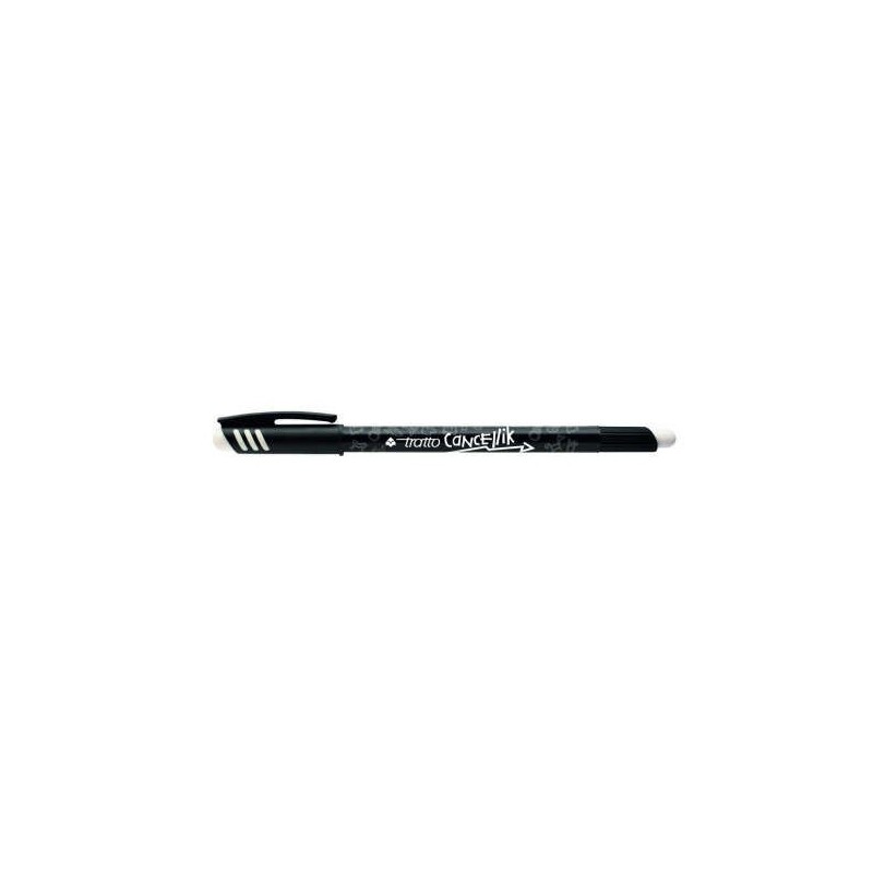 Penna a sfera Tratto Cancellik - Inchiostro cancellabile - Tratto 0,4 mm - Doppia gomma - Colore nero 12pz 12pz Penna a sfera Tratto Cancellik - Inchiostro cancellabile - Tratto 0,4 mm - Doppia gomma - Colore nero 12pz 12pz