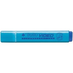 Tratto Video Marcador Fluorescente - Punta Biselada - Tinta Base de Agua - Secado Rapido - Color Azul Fluorescente