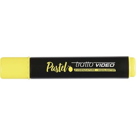 Tratto Video Pennarello Pastello Fluorescente - Punta a Scalpello - Inchiostro ad Acqua - Asciugatura Rapida - Colore Giallo Lim