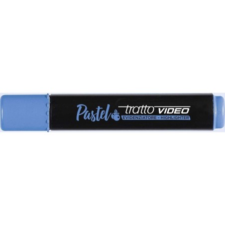 Tratto Video Pennarello Fluorescente Pastello - Punta a Scalpello - Inchiostro ad Acqua - Asciugatura Rapida - Colore Blu Mirtil