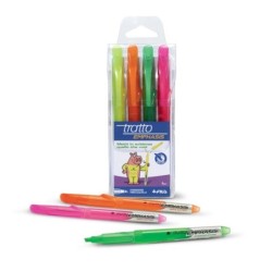 Tratto Emphasis Confezione da 4 Pennarelli Fluorescenti - Inchiostro a Base Acqua - Colori Assortiti