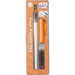 Confezione pilota di penna stilografica Parallel Pen da 2,4 mm - Punta in acciaio - Corsa da 2,4 mm - 2 ricariche - Colore nero/