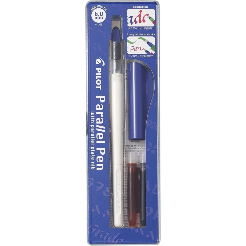 Confezione pilota di penna stilografica Parallel Pen da 6,0 mm - Punta in acciaio - Corsa da 6,0 mm - 2 ricariche - Colore nero/ Confezione pilota di penna stilografica Parallel Pen da 6,0 mm - Punta in acciaio - Corsa da 6,0 mm - 2 ricariche - Colore nero/