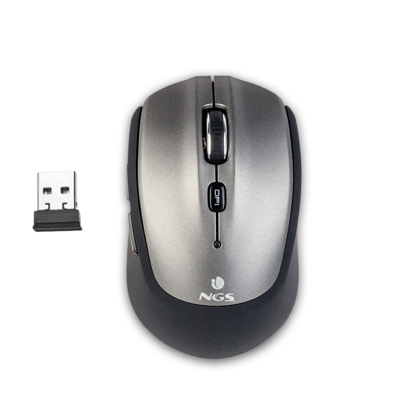 Mouse wireless NGS Frizz Dual USB 1600 dpi - 5 pulsanti - Tecnologia Bluetooth - Utilizzo per destrimani - Colore grigio/nero Mouse wireless NGS Frizz Dual USB 1600 dpi - 5 pulsanti - Tecnologia Bluetooth - Utilizzo per destrimani - Colore grigio/nero