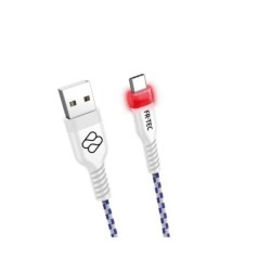 Cavo FR-TEC USB-C Premium - 3m - Luci LED - Alta Qualità - Antigroviglio - Finiture in Alluminio - Colore Bianco