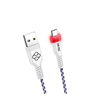 Cavo FR-TEC USB-C Premium - 3m - Luci LED - Alta Qualità - Antigroviglio - Finiture in Alluminio - Colore Bianco