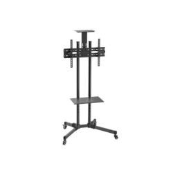 Aisens Eco Supporto da pavimento con ruote - Vassoio DVD e supporto per fotocamera (TV 37?-70?) - Nero