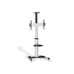 Aisens Eco Supporto da Pavimento con Ruote - Vassoio DVD e Supporto per Fotocamera (TV 37?-70?) - Colore Argento