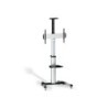 Aisens Soporte de Suelo Eco con Ruedas - Bandeja para DVD y Soporte de Camara (TV de 37?-70?) - Color Plata