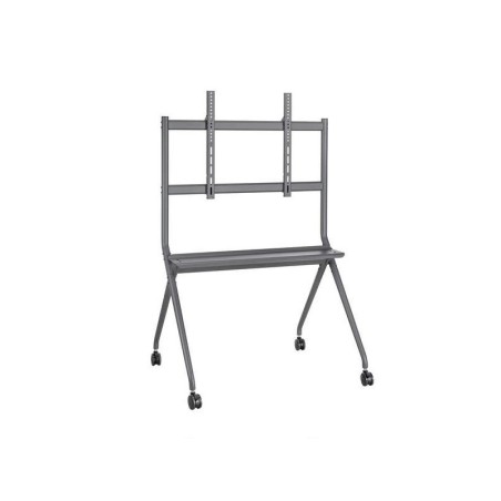 Aisens Soporte de Suelo PRO con Rueda - 1 Bandeja para Pantalla Interactiva/TV 120kg de 50-86 - Color Negro