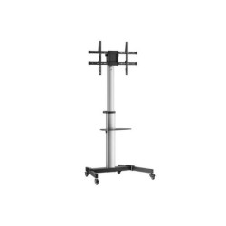 Aisens Soporte de Suelo con Rueda - Bandeja para DVD para Monitor/TV 50Kg de 37-86" - Color Negro/Plata
