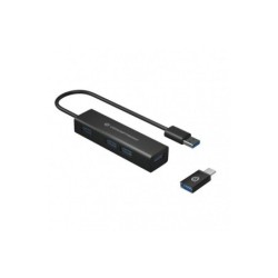 Conceptronic Hub USB-A 3.0 con 4x USB-A 3.0 + Adaptador USB-C - Carcasa de Aluminio