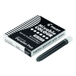 Pilot Pack de 6 Recargas para Pluma Estilografica Parallel - Capacidad 1ml - Color Negro