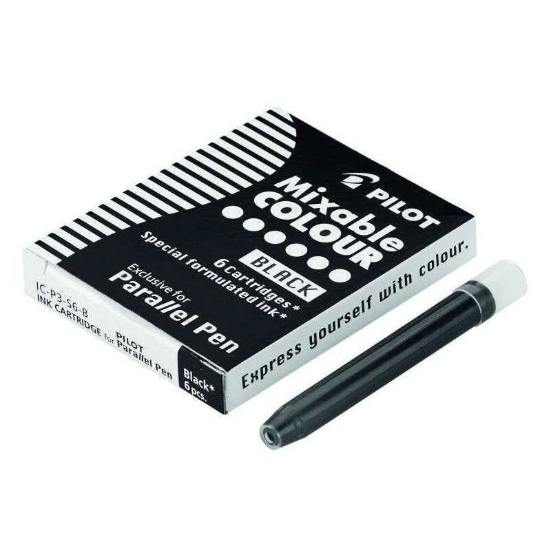 Pilot Pack de 6 Recargas para Pluma Estilografica Parallel - Capacidad 1ml - Color Negro Pilot Pack de 6 Recargas para Pluma Estilografica Parallel - Capacidad 1ml - Color Negro