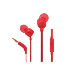 Cuffie JBL Tune 110 con microfono - Vivavoce - Controllo via cavo - Cavo piatto da 1,11 m - Colore rosso
