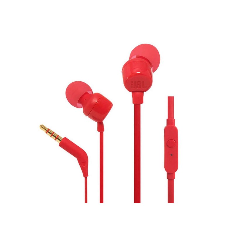 JBL Tune 110 Auriculares con Microfono - Manos Libres - Control en Cable - Cable Plano de 1.11m - Color Rojo JBL Tune 110 Auriculares con Microfono - Manos Libres - Control en Cable - Cable Plano de 1.11m - Color Rojo