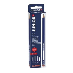 Alpino Confezione da 12 Matite Junior in Grafite con Pennino - Misura 12mm - Mina HB - Spazio per Personalizzare - Colori Assort