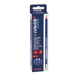 Alpino Confezione da 12 Matite Junior in Grafite con Gomma - Mina HB - Spazio per Personalizzare - Colori Assortiti