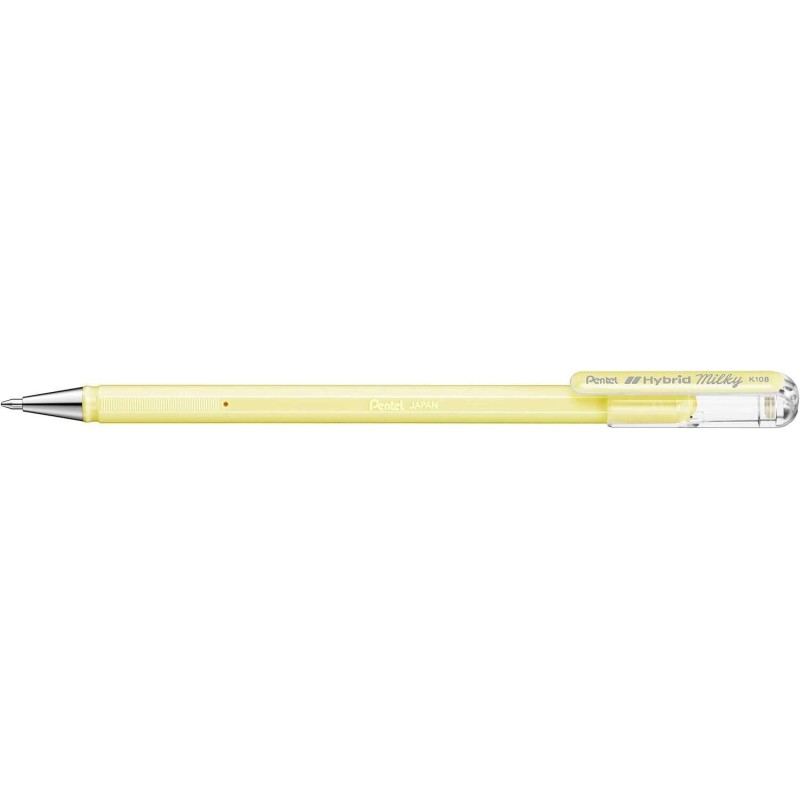 Pentel Hybrid Milky Penna a sfera - Punta fine 0,8 mm - Tratto 0,4 mm - Inchiostro gel opaco - Colore giallo pastello 12pz 12pz Pentel Hybrid Milky Penna a sfera - Punta fine 0,8 mm - Tratto 0,4 mm - Inchiostro gel opaco - Colore giallo pastello 12pz 12pz