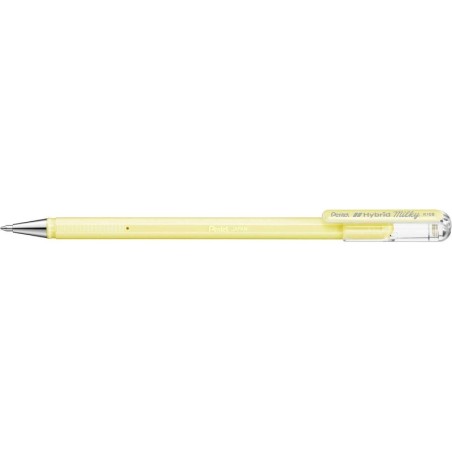 Pentel Hybrid Milky Penna a sfera - Punta fine 0,8 mm - Tratto 0,4 mm - Inchiostro gel opaco - Colore giallo pastello 12pz 12pz
