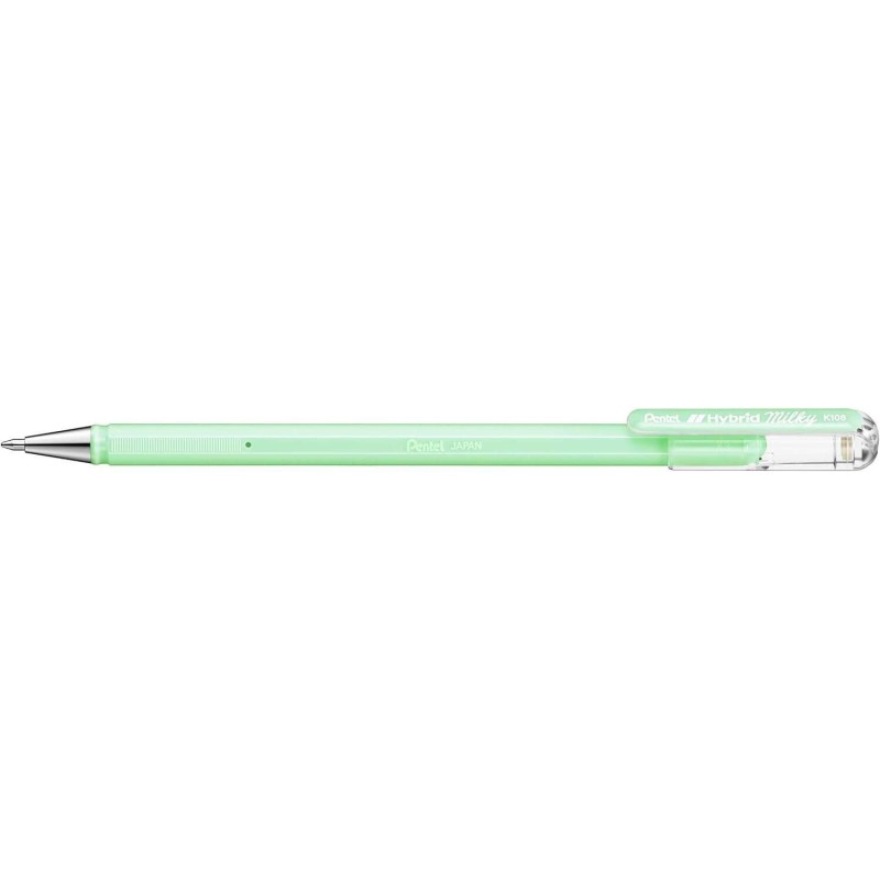 Pentel Hybrid Milky Penna a sfera - Punta fine 0,8 mm - Tratto 0,4 mm - Inchiostro gel opaco - Colore verde pastello 12pz 12pz Pentel Hybrid Milky Penna a sfera - Punta fine 0,8 mm - Tratto 0,4 mm - Inchiostro gel opaco - Colore verde pastello 12pz 12pz