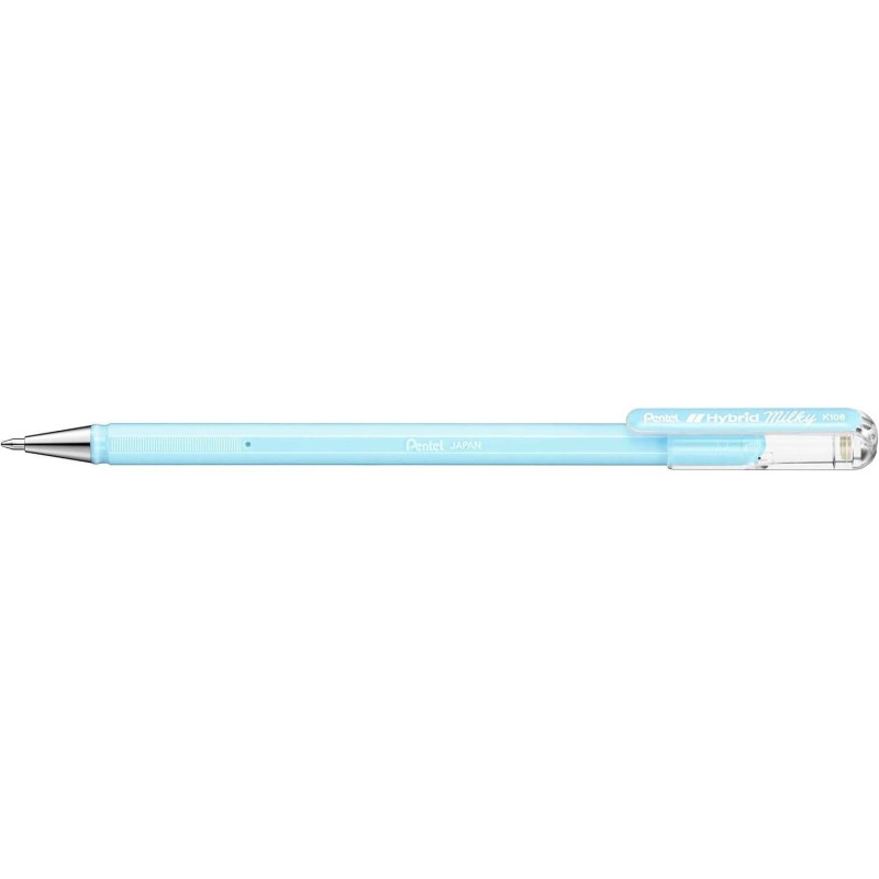 Pentel Hybrid Milky Boligrafo de Bola - Punta Fina 0.8mm - Trazo 0.4mm - Tinta de Gel Opaca - Color Azul Pastel Pentel Hybrid Milky Boligrafo de Bola - Punta Fina 0.8mm - Trazo 0.4mm - Tinta de Gel Opaca - Color Azul Pastel