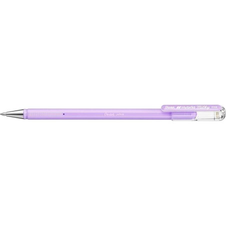 Pentel Hybrid Milky Penna a sfera - Punta fine 0,8 mm - Tratto 0,4 mm - Inchiostro gel opaco - Colore viola pastello 12pz 12pz