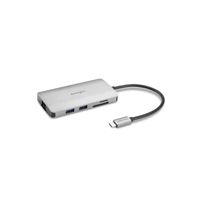 Hub USB-C Kensington UH1400P 3x USB 3.2, 1x USB-C fino a 85 W, 1x HDMI 2.0, lettore SD, lettore MicroSD - Colore argento Hub USB-C Kensington UH1400P 3x USB 3.2, 1x USB-C fino a 85 W, 1x HDMI 2.0, lettore SD, lettore MicroSD - Colore argento