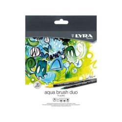 Lyra Aqua Brush Duo Confezione da 24 Pennarelli a Doppia Punta - Tratti da 2 e 4 mm - Inchiostro a base d'acqua - Colori assorti