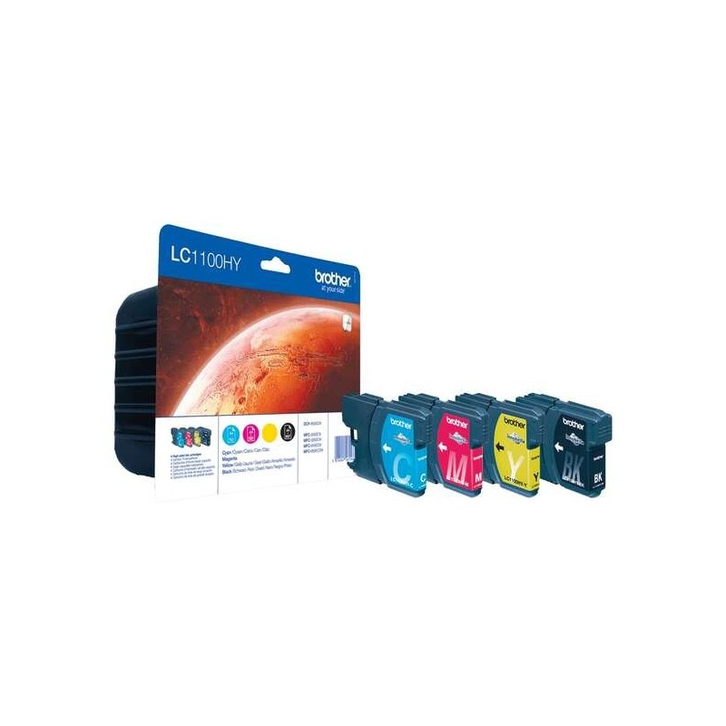Confezione da 4 cartucce d'inchiostro originali Brother LC1100XL - LC1100HYVALBP Confezione da 4 cartucce d'inchiostro originali Brother LC1100XL - LC1100HYVALBP