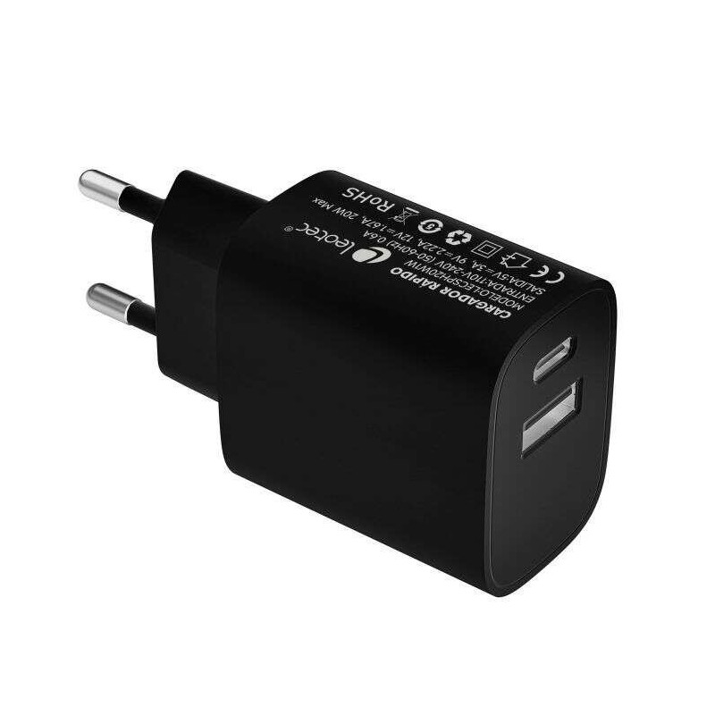 Caricabatterie universale Leotec Ricarica rapida 1xUSB-C PD + 1x USB-A 20W Caricabatterie universale Leotec Ricarica rapida 1xUSB-C PD + 1x USB-A 20W