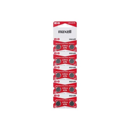 Maxell Confezione da 10 batterie alcaline a bottone LR44 1,5 V