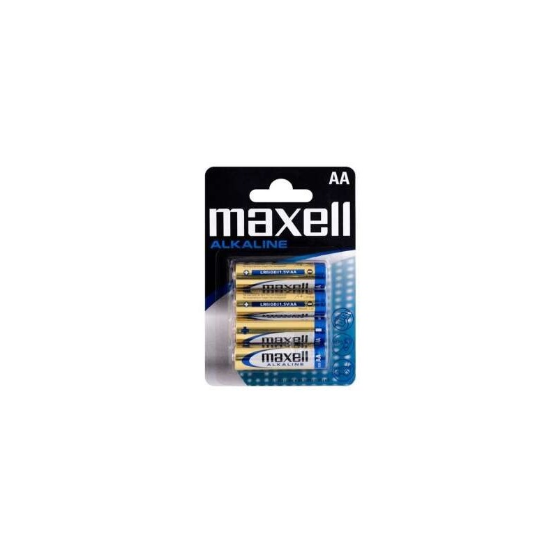 Confezione da 4 batterie alcaline Maxell LR06 AA 1,5 V Confezione da 4 batterie alcaline Maxell LR06 AA 1,5 V