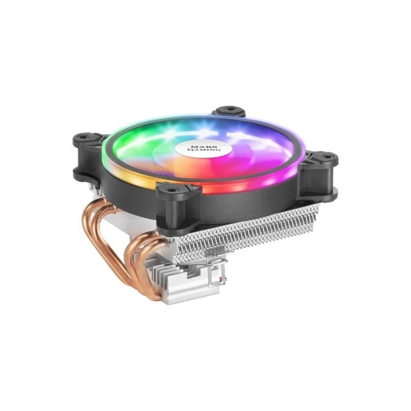 Ventola CPU Mars Gaming da 120 mm con dissipatore a 4 tubi di calore - Illuminazione ARGB - Velocità max. 2200 giri/min Ventola CPU Mars Gaming da 120 mm con dissipatore a 4 tubi di calore - Illuminazione ARGB - Velocità max. 2200 giri/min