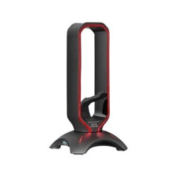 Mars Gaming MHHPRO Supporto per cuffie da gioco 3 in 1 - Mouse Bungee - HUB USB 3.0 - Flusso RGB - 125x125x254mm - Colore nero