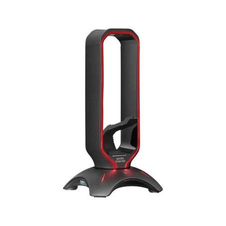 Mars Gaming MHHPRO Supporto per cuffie da gioco 3 in 1 - Mouse Bungee - HUB USB 3.0 - Flusso RGB - 125x125x254mm - Colore nero