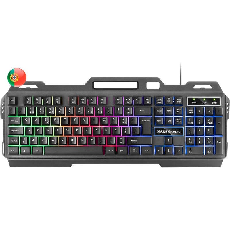 Tastiera da gaming Mars Gaming MK120 - Alluminio - Illuminazione FRGB - Supporto smartphone - Portoghese - Colore Nero Tastiera da gaming Mars Gaming MK120 - Alluminio - Illuminazione FRGB - Supporto smartphone - Portoghese - Colore Nero
