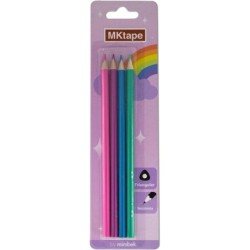 MKtape Confezione da 4 matite colorate triangolari - Mina da 3,0 mm - Resistenza alla rottura - Colori pastello