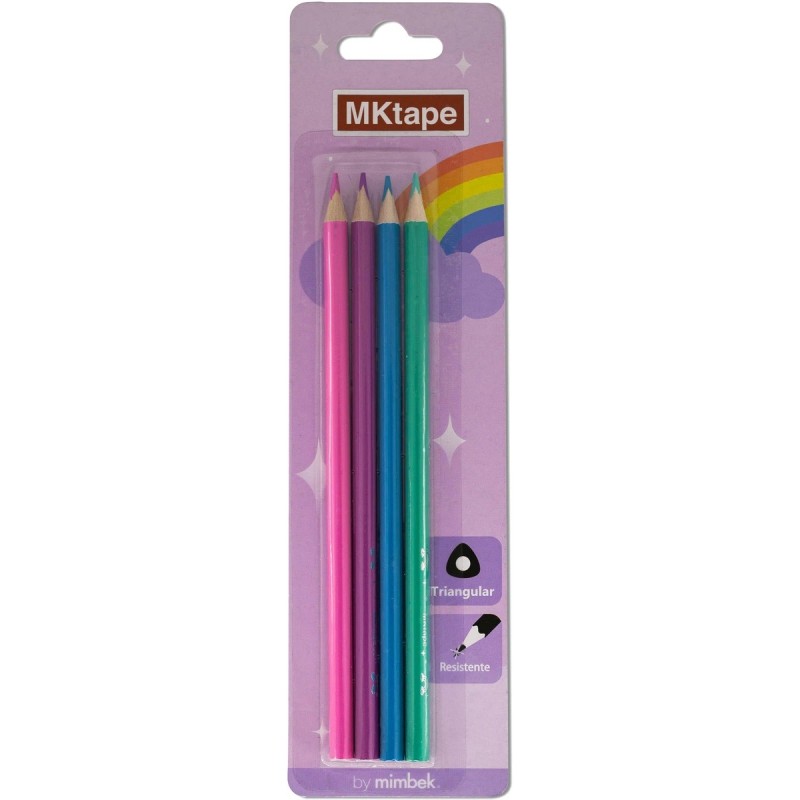 MKtape Confezione da 4 matite colorate triangolari - Mina da 3,0 mm - Resistenza alla rottura - Colori pastello MKtape Confezione da 4 matite colorate triangolari - Mina da 3,0 mm - Resistenza alla rottura - Colori pastello