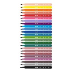 Milan Pack de 24 Rotuladores Triangulares - Punta Fina Conica 2mm - Tinta al Agua - Lavable - Colores Surtidos