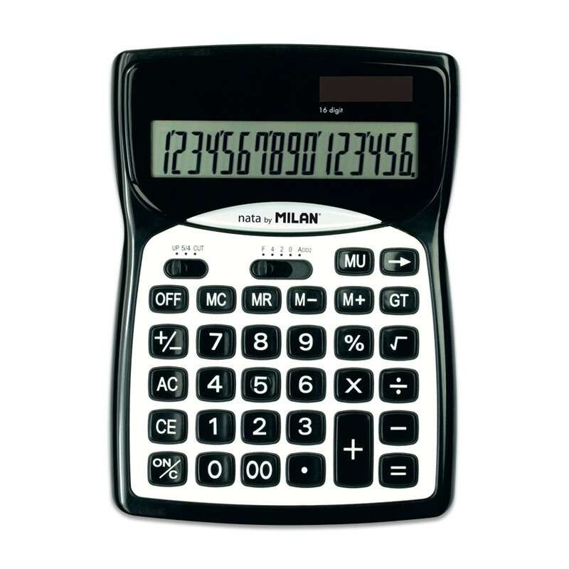 Calcolatrici Milano 16 Cifre - 3 Tasti Memoria - Funzione Imposta - Radice Quadrata - Calcolo del Margine Calcolatrici Milano 16 Cifre - 3 Tasti Memoria - Funzione Imposta - Radice Quadrata - Calcolo del Margine