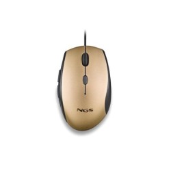 Mouse USB NGS Moth Gold 1600 dpi + adattatore da USB-A a USB-C - 5 pulsanti - Utilizzo per destrimani - Cavo da 1,80 m - Colore 