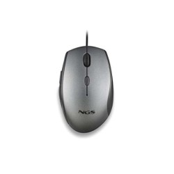 NGS Moth Gray Raton USB 1600dpi + Adaptador USB-A a USB-C - 5 Botones - Uso Diestro - Cable de 1.80m - Color Gris/Negro