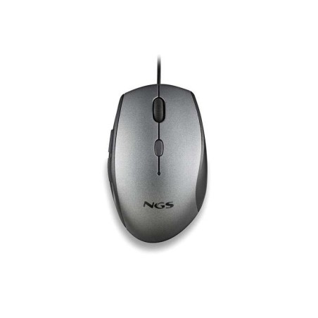 Mouse USB NGS Moth Grey 1600 dpi + adattatore da USB-A a USB-C - 5 pulsanti - Utilizzo per destrimani - Cavo da 1,80 m - Colore 