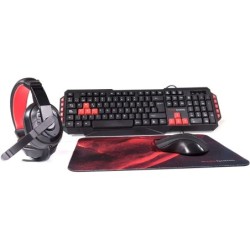 Mars Gaming Pack Tastiera USB 4 in 1 Tasti multimediali, Antighosting + Mouse 2800dpi + Cuffie con microfono + Mousepad