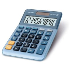 Casio MS-100EM Calculadora de Sobremesa Pequeña - Pantalla LCD de 10 Digitos - Alimentacion Solar y Pilas - Color Azul