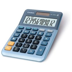 Casio MS-120EM Calculadora de Sobremesa Pequeña - Pantalla LCD de 12 Digitos - Alimentacion Solar y Pilas - Color Azul