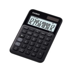 Casio MS-20UC Calculadora de Sobremesa Pequeña - Pantalla LCD de 12 Digitos - Alimentacion Solar y Pilas - Color Negro
